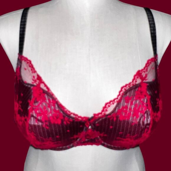 Plus Size Paramour Red/Black Lace Bra Size 36DD - Picture 5 of 5